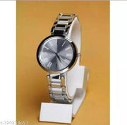 Trendy Women Silver Metal Analog Watch