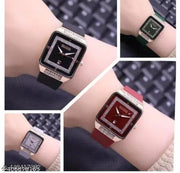 Super luxury ladies watch diamond analog watch for women square dial rubber strap girls watch gift watch all occasion watch