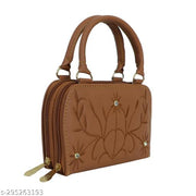 DECENT Women Multipurpose Mini Handbag Multi Layered Pockets | Gorgeous Attractive Women Handbags | MULTICOLOR WOMEN HAND BAG | Ethnic Embroidered Women Girls Clutch, Hand Purses, Wallet | Casual Brown Clutch