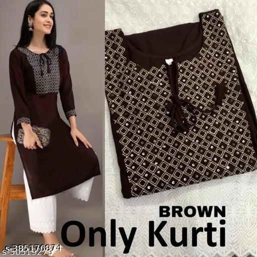 rayon kurti embroidery straight