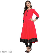Yova Style Plain Umbrella Frock Design Anarkali Latest Fashion Cotton Kurti Dress For Women Ladies Skirt Top With Black Batik Printed Lace Border Regular Daily Wear Simple Use Branded Kurta