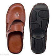 Gwal G Genuine Leather Comfortable slippers Tan for men's