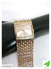 HRV Rectangle Rose Gold Diamond Cash New Women Watch