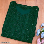 Sequince work chikankari kurti for women and girls (Green Kurti)