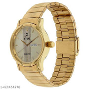 XTIME Analogue Day & Date Functioning Wrist Watch Gold Dial & Gold  Chain for Men's & Boys