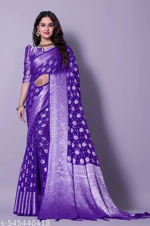 Pure Georgette Saree with Rich Woven  Design & Designer Blouse