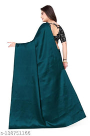 Satin Silk Teal sequinned Saree With blouse