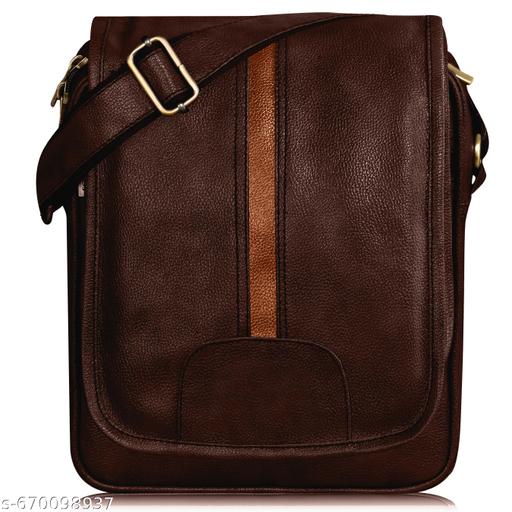 LOREM Brown Casual Faux Leather Cross  Sling Bag For Men SL05