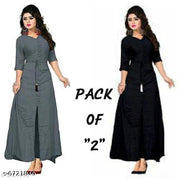 Women Rayon Front Slit Solid Kurti