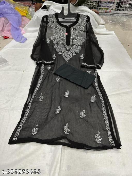 chikankari gala booti miror work with free inner
