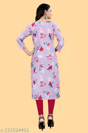 Women's and Girls Crepe Aline Straight Cut Kurti