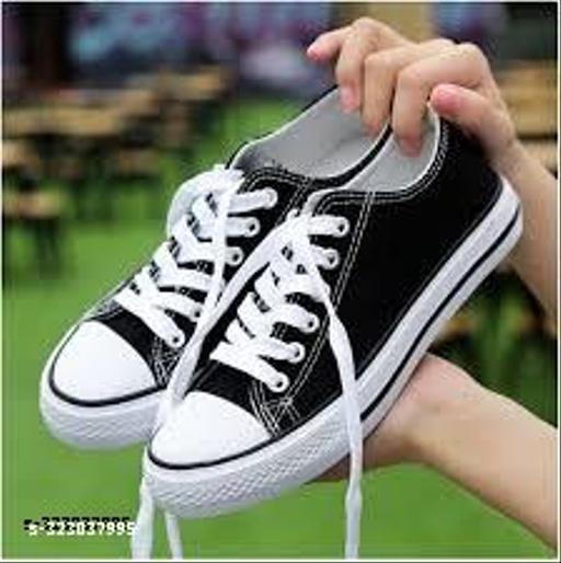 Trending and Partywear Black/White canvas Shoes for Women and Girls