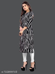 Women Crepe Fabric Printed Straight Kurti, Size -XS, S, M, L, XL, XXL, 2XL, XXXL, 3XL, 4XL, 5XL ( New Arrival New Design Fashionable Kurti )