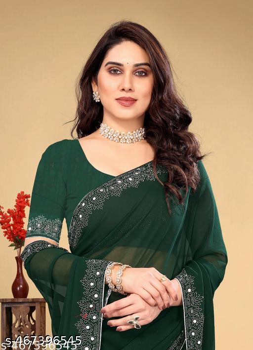 VEERA ETHNIC SOLO FABRIC saree with Swarovski design in all over saree with heavy stone work. saree with partywear and festivalwear.