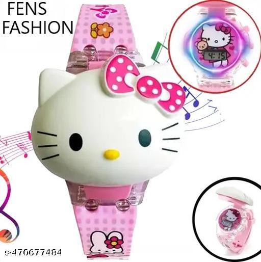 KIDS WATCH BEST WATCH GIRL AND BOY WATCH 3D CARTOON WATCH 3D CARTOON CARACTER Watch for Kids HELLO KITTY Digital Lighting Glowing Kid Watch with LIGHT for Boys and Girl ((Multicolor Kids Watch) [3-10 Years]