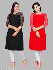 Casual American Crepe And Rasal Net Stylish Pack Of 2 Kurtis