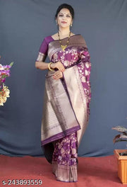 Embellished Jacquard Designer Banarasi silk Saree With Unstiched Blouse Pcs
