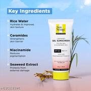 SunScoop Ceramides & Rice Water Gel Sunscreen | SPF 50+ PA++++ | For Oily & Combination Skin | Oil-Free Finish | Sweat-Free | Lightweight Formula | Protects Skin Barrier | No White Cast, Lightweight, Non Sticky | 45g