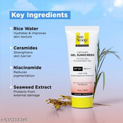 SunScoop Ceramides & Rice Water Gel Sunscreen | SPF 50+ PA++++ | For Oily & Combination Skin | Oil-Free Finish | Sweat-Free | Lightweight Formula | Protects Skin Barrier | No White Cast, Lightweight, Non Sticky | 45g