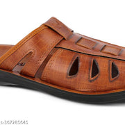 WALKAROO Men's Casual Slip-On Sandals with Stylish Cut-Out Design|mens sandals|men's footwear|Daily wear sandals for men|Walking sandals for men|Men's chappal|Men's slippers|Flat Sandals for Men|Gents Chappal|WG5309-Tan