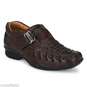 XEYLO Men's Stylish & Premium Quality Genuine Faux  Leather Velcro Roman Sandals | Sandal For men | Bantu Sandal | Floater Sandal | Slipper