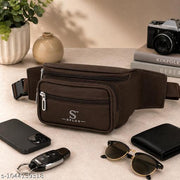 Waist Bag for Men & Women | PU Leather Fanny Pack | Adjustable Belt Bag | Travel Waist Pouch | Chest Sling Bag | Multipurpose Crossbody Bum Bag | Brown