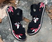 Waypoint Women stylish Comfortable  Fashionable  Flat Sandals For Girl and Women for Coaching, Office & Casual Wear - Black Color Cheapest rate