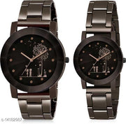 Skylark Premium Couple Tree Lovers Black Dial Black Stainless Steel Chrome Plated Analogue Couple Watch Analog Watch - For Couple