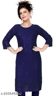 women cotton full Embroidery chikan Kurtis stylised Kurtis, embroider work done on both side front back and on arms also.