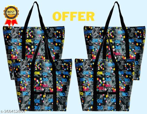 Premium Daily Use Grocery Shopping Hand Bag Combo Pack of 4 Offer Deep Large Pocket