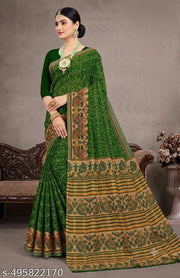 Women Soft Pure Cotton Printed Saree for Daily Wear/Office Wear without Blouse Piece