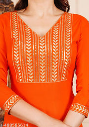 FULWARIYA New Stylish Embroidered V-Neck Kurti for Women