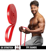 SLOVIC TPE Bands for Workout | Pull Up & Stretching | Heavy Duty Material | Resistance Band for Home Workouts & Stretching Bands for Exercise | Gym Equipment for Home Workout | Ideal for Men & Women | Red | Strength 7-15 Kgs