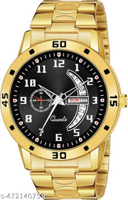 Day n Date Men Stylish Analog Latest Watches Combo - Set of 2 - GOLD-4-AND-GOLD-1