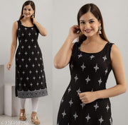 Rainy Rose Women Paisley Printed Sleeveless  Cotton Kurta