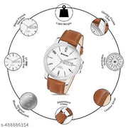 Spencher New Track Number Dial, Day & Date, Brown Strap Analog Watch For Men & Boy