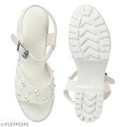 High Heel Stylish and High-heeled footwear adorned with artificial pearls Comfortable Sandals For Women's and Girl's|Stylish Heels Sandal for Womens