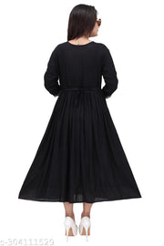 Trendy Women's Gown Kurti ( Black)
