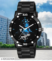 Analog Watch - For Men Stylish Casual Black Dial Trading Pu Belt For Boys Men