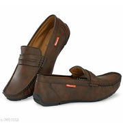 Brown Solid Loafers For Men