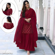 WOMEN'S TRENDY DESIGN KURTA SHARARA DUPATTA SET
