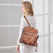 Fashion Backpack Set for Women Girls, Backpack Purse for Women Satchel Handbags Large Capacity Travel Vintage PU Leather Shoulder Bag