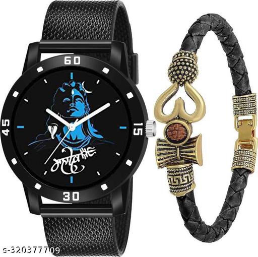 Boys watches men boys combo with Mahadev Damru Leather bracelet