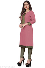 Fashionable Cotton Slub jacquard work Kurti For Women