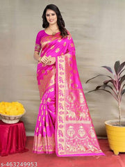 Silk-Villa soft kanjivaram silk sarees banarasi silk saree (Pari9016-Rani Pink)
