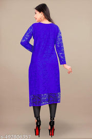 Woman Straight Net Fabric Kurtis