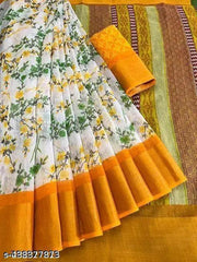 Trending cotton sarees with blouse 399