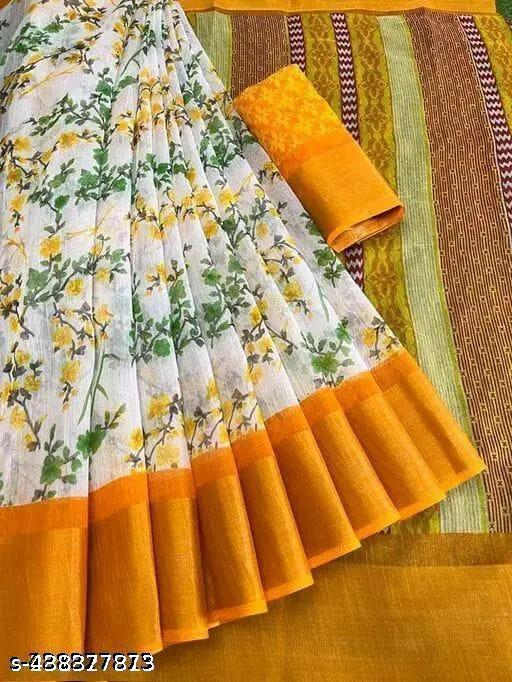 Trending cotton sarees with blouse 399