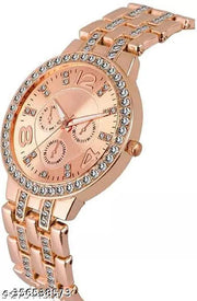MKR Store New Golden Stone Studded Wrist Watch For Men & Women Analog Watches STYLISH AND TRENDY ANALOG WATCH FOR GIRLS AND WOMEN WATCH BEAUTIFUL GIRLS WATCH BIRTHDAY GIFT WATCH New Women Rose Gold Metal Analog Watch