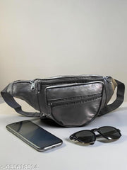 Genuine Leather Waist Bag, HAJ Bag, Kawad Bag for Men & Women | Black Fanny Pack with Multiple Zipper Pockets | Adjustable Travel Waist Pouch for Passport, Phone & Daily Essentials